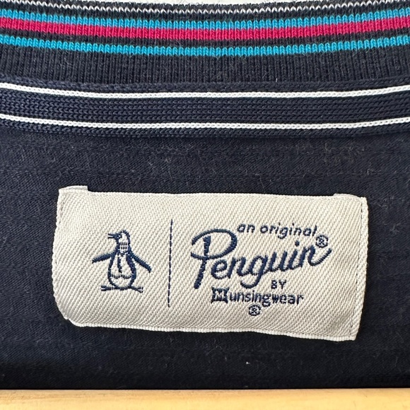 Original Penguin Navy and Gray Striped Tee - Picture 3 of 5